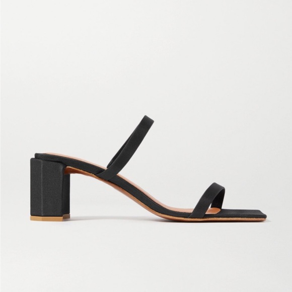 BY FAR Shoes - BY FAR Tanya Silk Satin Mules Black - Size 8 (EU 38)